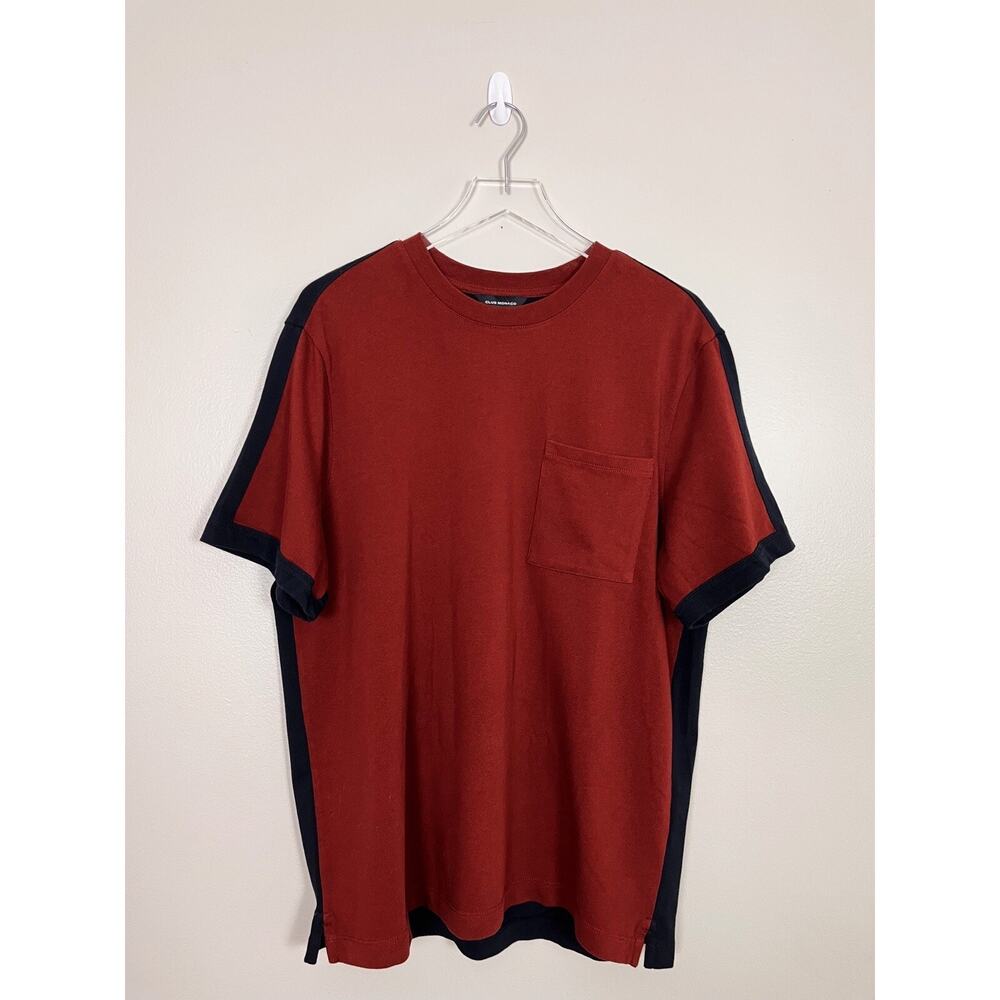 NWT Club Monaco Mens Rust Navy Colorblock Pocket Tee T-Shirt Size XL X-Large